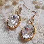 BO Gold Earrings with Swarovski crystals set in gold cabochons with 14 karat Gold Filled ear hooks